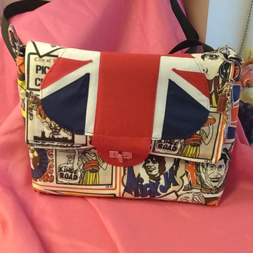Brit pop London Custom made bespoke messenger bag. Unisex.